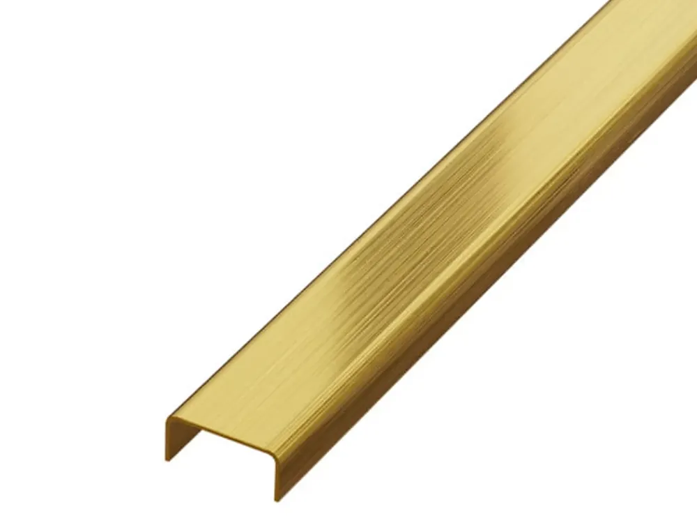 Ilcom Profilé décoratif C en acier inoxydable pour carrelage Or satiné - 40 mm x 2440 mm x 0,65 ep.- Profilé Carrelage
