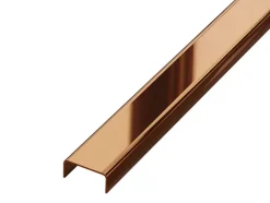 Ilcom Profilé décoratif C en acier inoxydable pour carrelage Cuivre poli - 40 mm x 2700 mm x 0,65 ep.- Profilé Carrelage