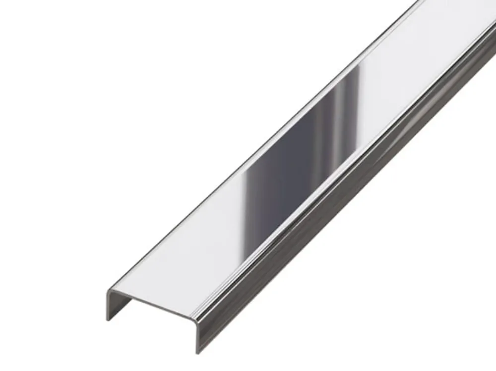 Ilcom Profilé Carrelage<Profilé décoratif C en acier inoxydable pour carrelage Argent poli - 40 mm x 2700 mm x 0,65 ep.