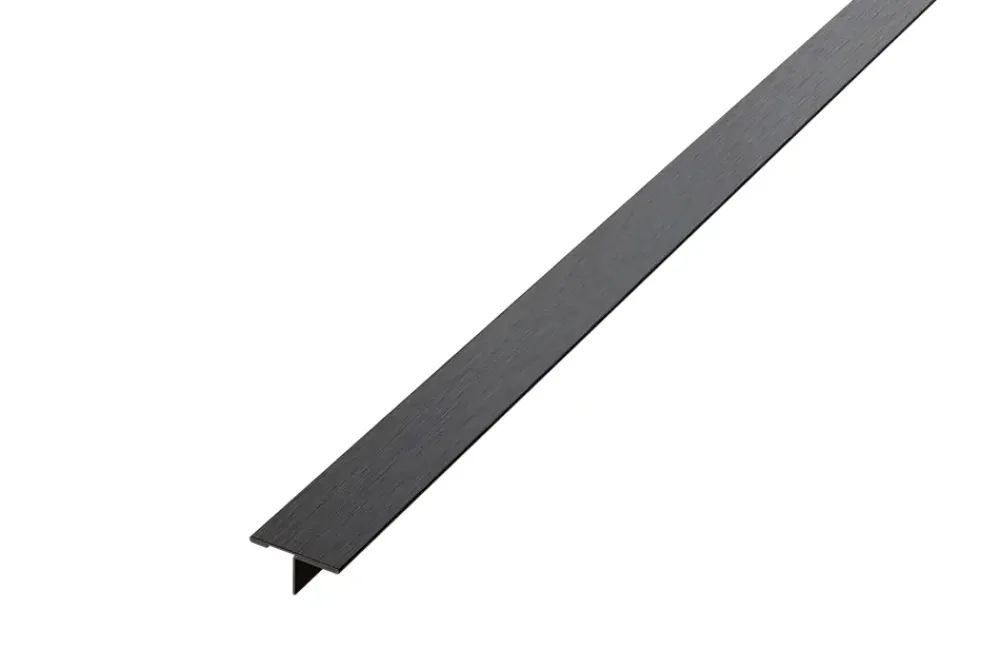 Ilcom Profil décoratif T en acier inoxydable pour couvrir jonction Noir satiné - 20mm X 10mm X 2700mm- Profilé Carrelage