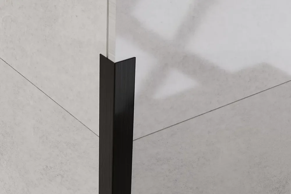 Ilcom Profilé décoratif L Angle extérieur en acier inoxydable 30 mm x 30 mm x 2700 mm - noir satiné- Profilé Carrelage