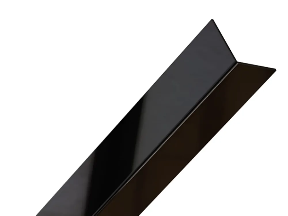 Ilcom Profilé décoratif L Angle extérieur en acier inoxydable 30 mm x 30 mm x 2700 mm - noir poli- Profilé Carrelage
