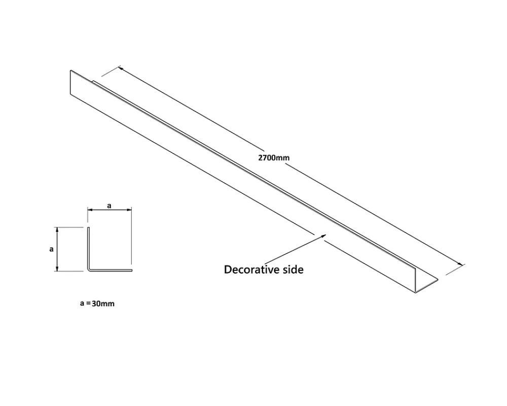 Ilcom Profilé Carrelage<Profilé décoratif Li Angle intérieur en acier inoxydable 30 mm x 30 mm x 2700 mm - cuivre satiné