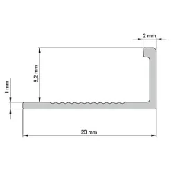 Diall Profilé Carrelage<Profilé de carrelage intérieur droit aluminium brut chromé lisse L.2,5m x l.2,2cm x ep.8mm