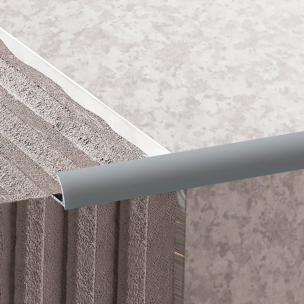 Diall Profilé de carrelage intérieur 1/4 rond PVC gris clair L.2,5m x l.2,7 cm x ep.9mm- Profilé Carrelage