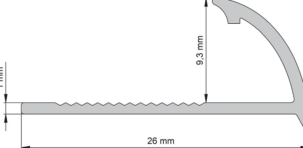 Diall Profilé de carrelage intérieur 1/4 rond PVC gris clair L.2,5m x l.2,7 cm x ep.9mm- Profilé Carrelage