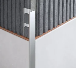 Diall Profilé de carrelage intérieur droit aluminium argent anodisé mat L.2,5m x l.2,2cm x ep.12,5mm- Profilé Carrelage