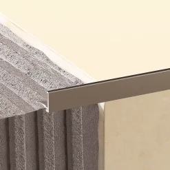 Diall Profilé de carrelage intérieur droit aluminium champagne brossé texturé L.2,5m x l.1,74cm x ep.8mm- Profilé Carrelage