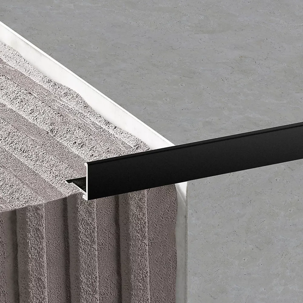 Diall Profilé Carrelage<Profilé de carrelage intérieur angle droit alu 8 mm x 2.5 m noir