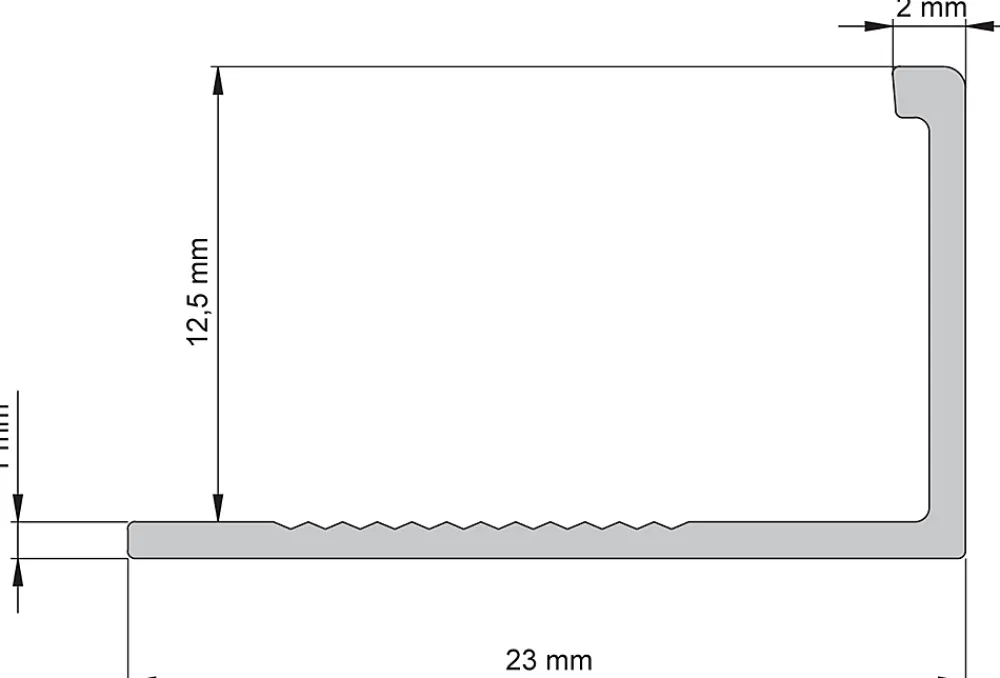 Diall Profilé de carrelage intérieur droit aluminium brut chromé lisse L.2,5m x l.22cm x ep.12,5mm- Profilé Carrelage