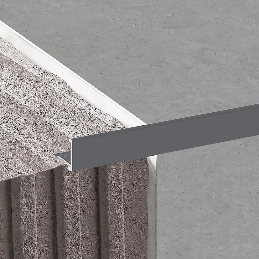 Diall Profilé Carrelage<Profilé de carrelage intérieur angle droit alu 22 mm x 2.5 m gris foncé 23g