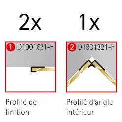 Schulte Profilé de finition + 1 profilé d'angle intérieur pour Panneau mural Décodesign, blanc vendu par 2- Panneau Mural De Salle De Bains