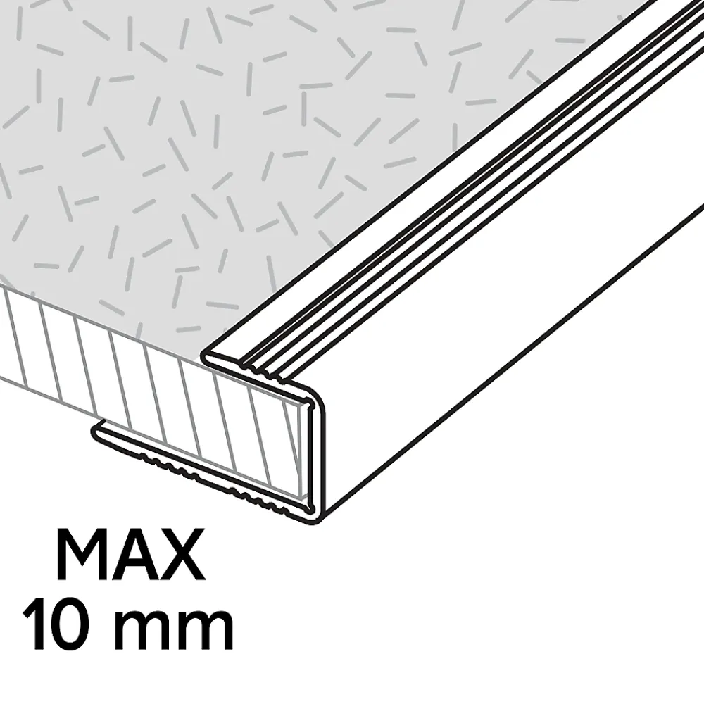 GoodHome Profilé De Rénovation Pour Sol<Profilé de finition en U en aluminium pour sol , décor métal mat 10,5 x 1 800 mm
