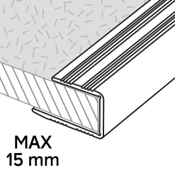 GoodHome Profilé De Rénovation Pour Sol<Profilé de finition en U en aluminium pour sol , décor métal mat 15,5 x 1 800 mm