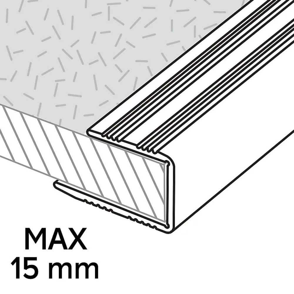 GoodHome Profilé De Rénovation Pour Sol<Profilé de finition en U en aluminium pour sol , décor métal mat 15,5 x 1 800 mm