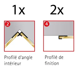 Schulte Panneau Mural De Salle De Bains<Profilé de fintion + 1 profilé d'angle intérieur H.255 x l.2,3 cm, aluminium, noir mat, Deco Design vendu par 2
