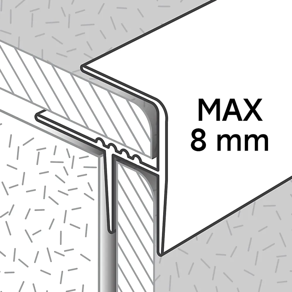 GoodHome Profilé de rénovation de marche en aluminium décor métal mat 16 x 25 x 900 mm.- Profilé De Rénovation De Marche