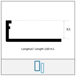 Lux Mosaic Profilé Carrelage<Profilé LAQUÉ NOIR MAT INT/EXT décoratif pour Carrelage Mural L.2,6m x 9,5mm. Luxury Antracite