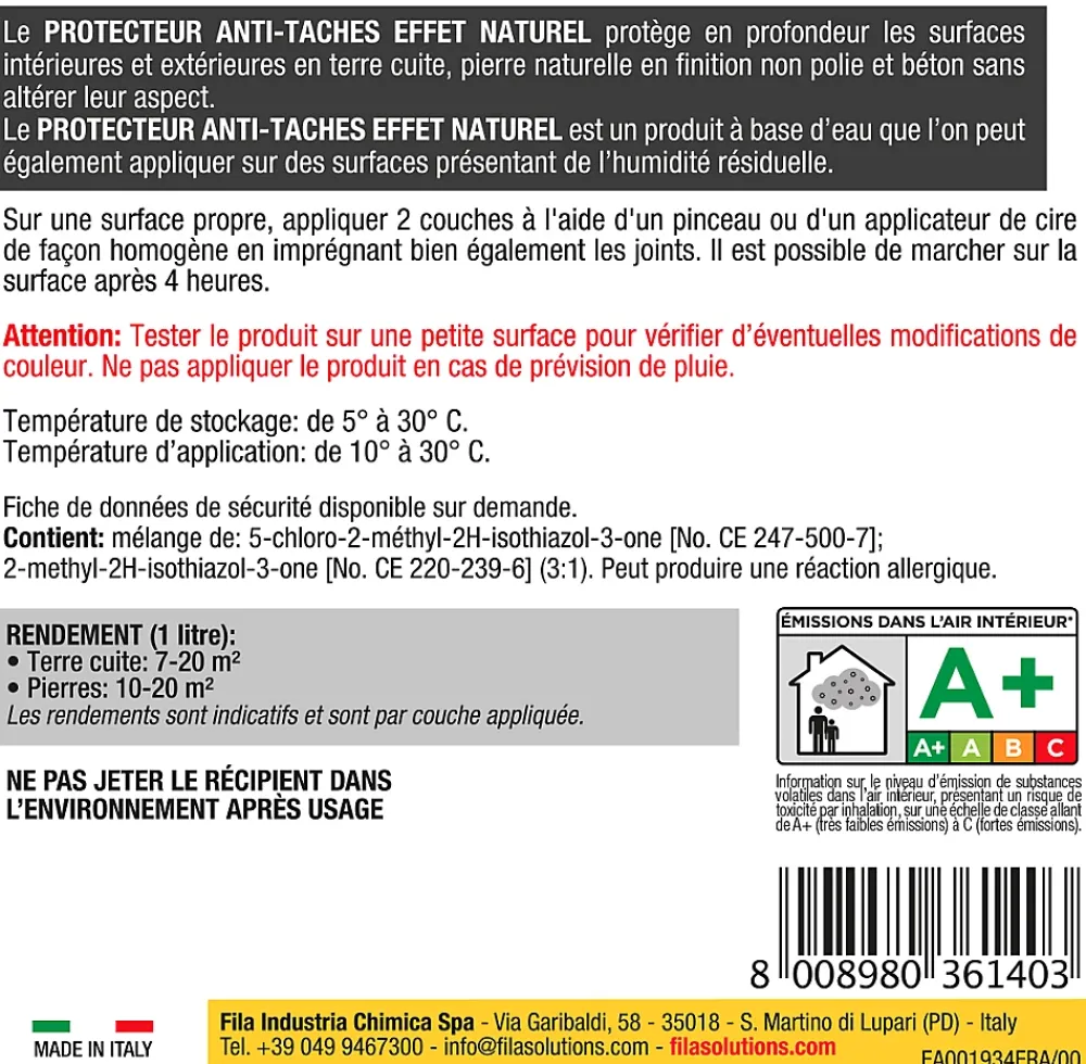 Fila Protecteur anti-taches effet naturel 1L- Profilé De Rénovation Pour Sol|Outils Du Carreleur