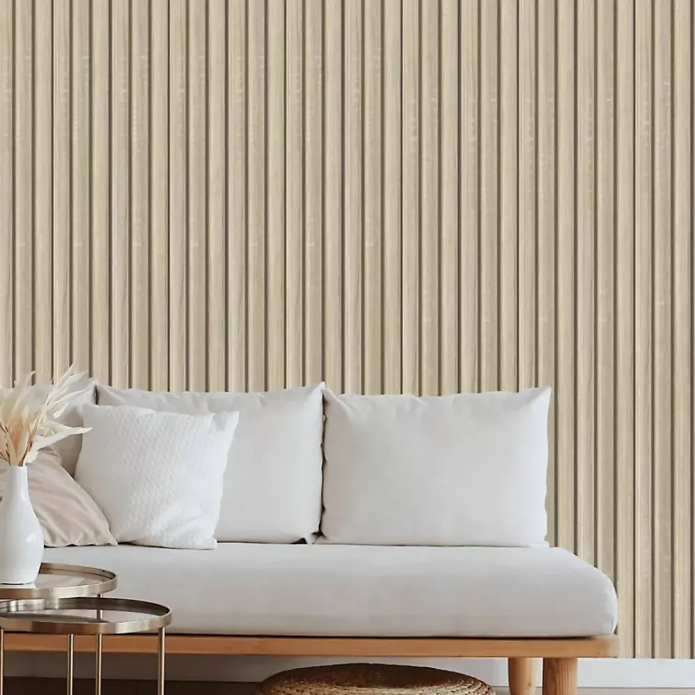 Protocole Home - Lambris MDF décoratif BEATS 2750 x 599 x 12 mm - Surface lisse, finition mate- Panneau Tasseau Bois