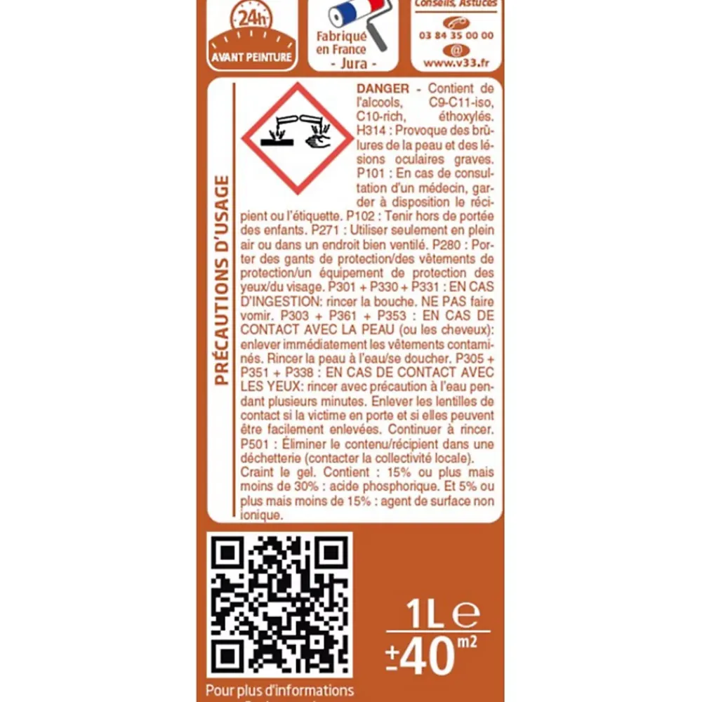V33 Préparateur rénovation sols carrelés incolore 1L- Ragréage Et Primaire Pour Carrelage