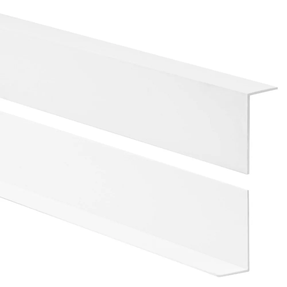 Quest Cornière PVC 50x20 mm de protection et de décoration, baguette d'angle de finition, profilé L, KT, rigide, blanc, 100 cm- Plinthe Pour Sol En Vinyle Et Pvc