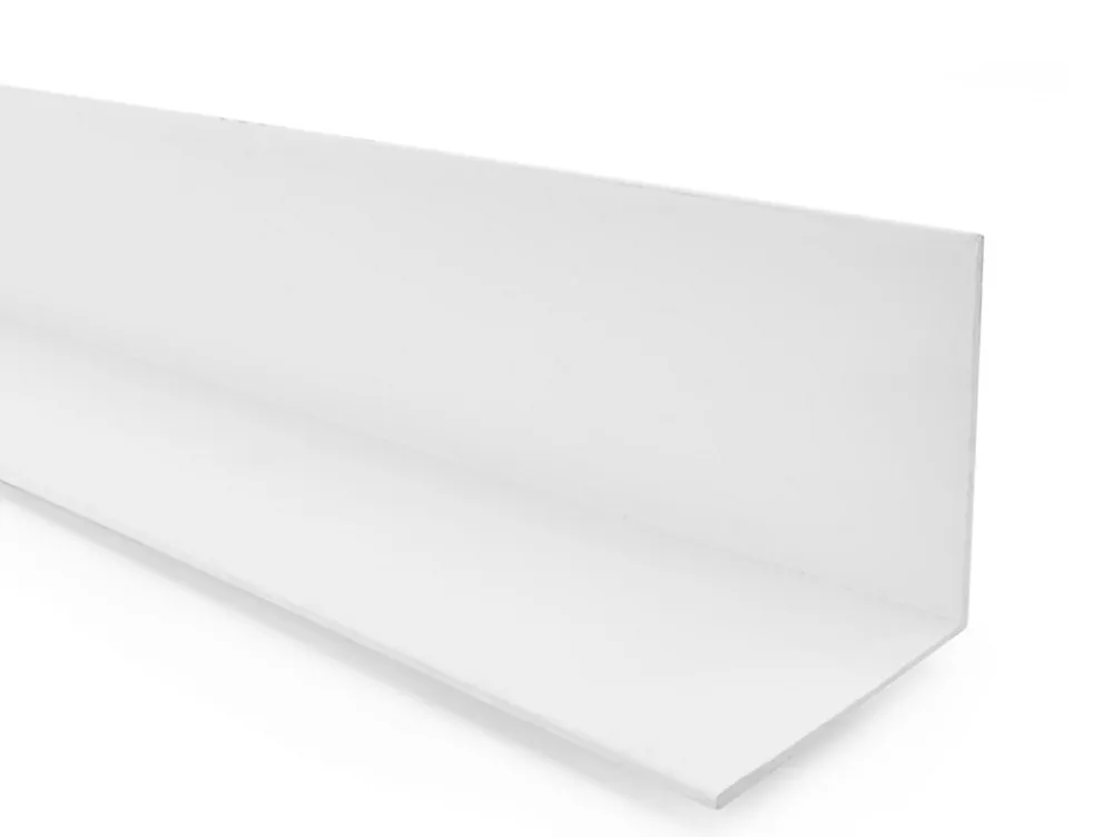 Quest Cornière PVC 50x20 mm de protection et de décoration, baguette d'angle de finition, profilé L, KT, rigide, blanc, 100 cm- Plinthe Pour Sol En Vinyle Et Pvc