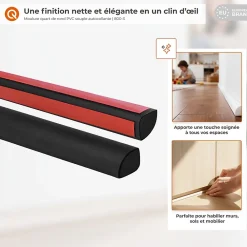 Quest Moulure<Moulure Décorative Adhesive 10 mm, Quart de Rond PVC flexible - 3 mètres, chêne clair