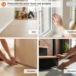 Quest Moulure Décorative Adhesive 10 mm, Quart de Rond PVC flexible - 3 mètres, blanc- Moulure