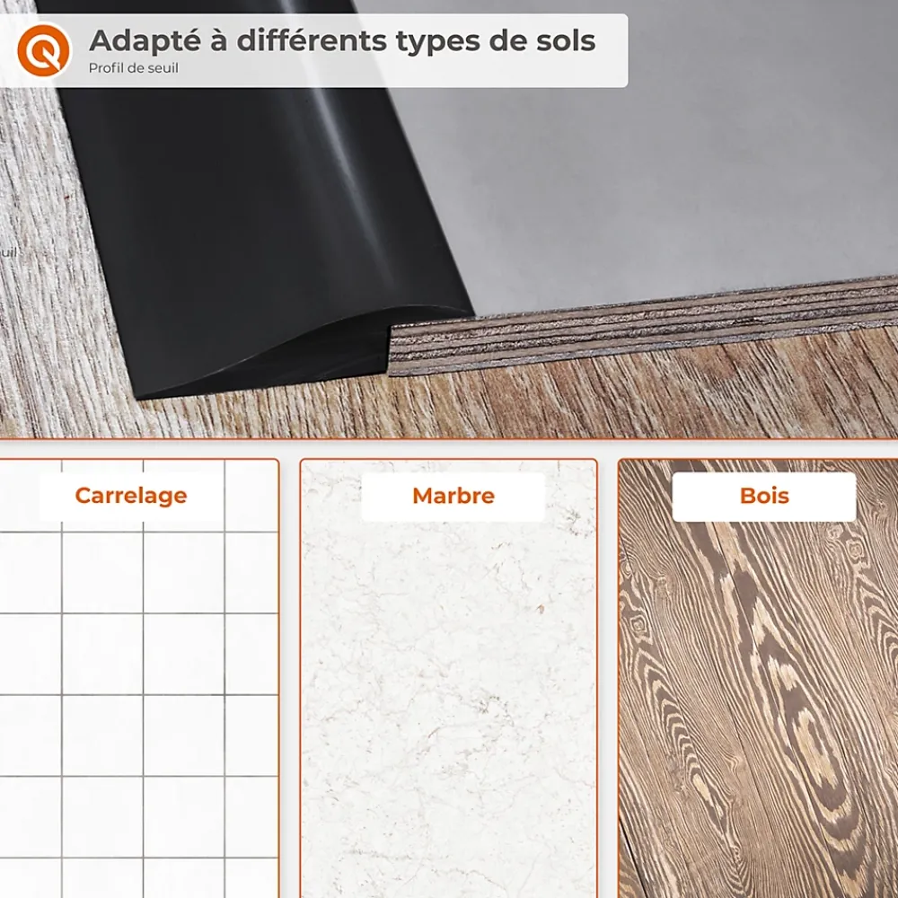 Quest Profil de rampe flexible en PVC pour carrelages, moquettes, brun, 100 cm- Plinthe Pour Sol En Vinyle Et Pvc