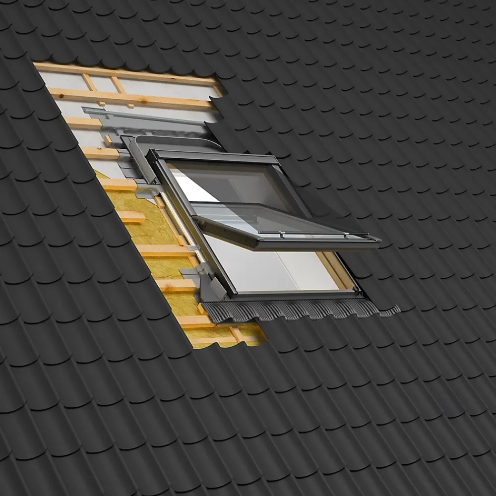 Velux Raccord fenêtre de toit simple sur tuiles EDW UK08 rouge- Raccord, Habillage Et Bloc Isolant De Fenêtre De Toit