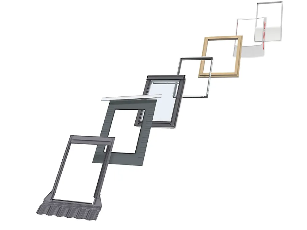 Velux Raccord, Habillage Et Bloc Isolant De Fenêtre De Toit<Raccord fenêtre de toit simple sur tuiles EDW CK02 gris