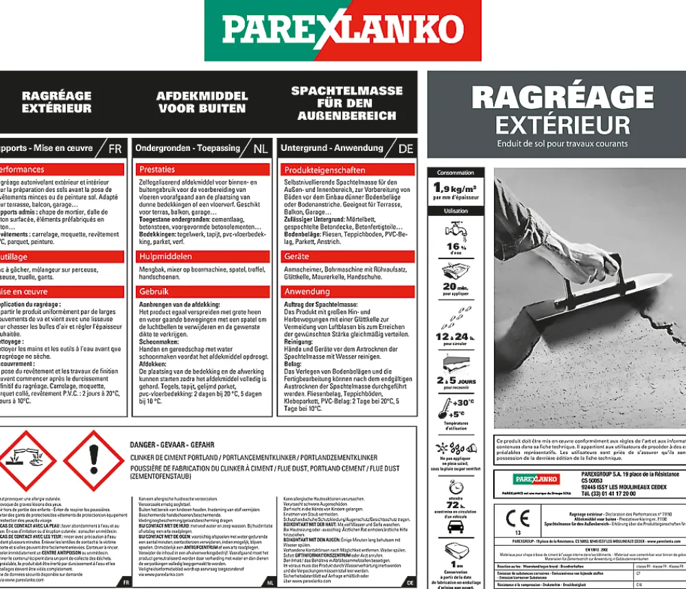 Parexlanko Ragréage Et Primaire Pour Carrelage<Ragréage extérieur 25 kg gris
