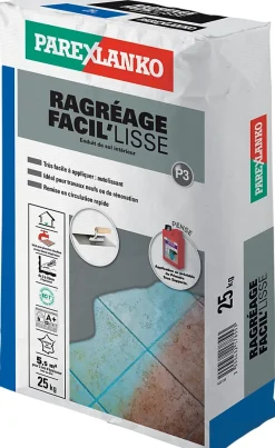 Parexlanko Ragréage Facil'Lisse gris 25 kg- Ragréage Et Primaire Pour Carrelage