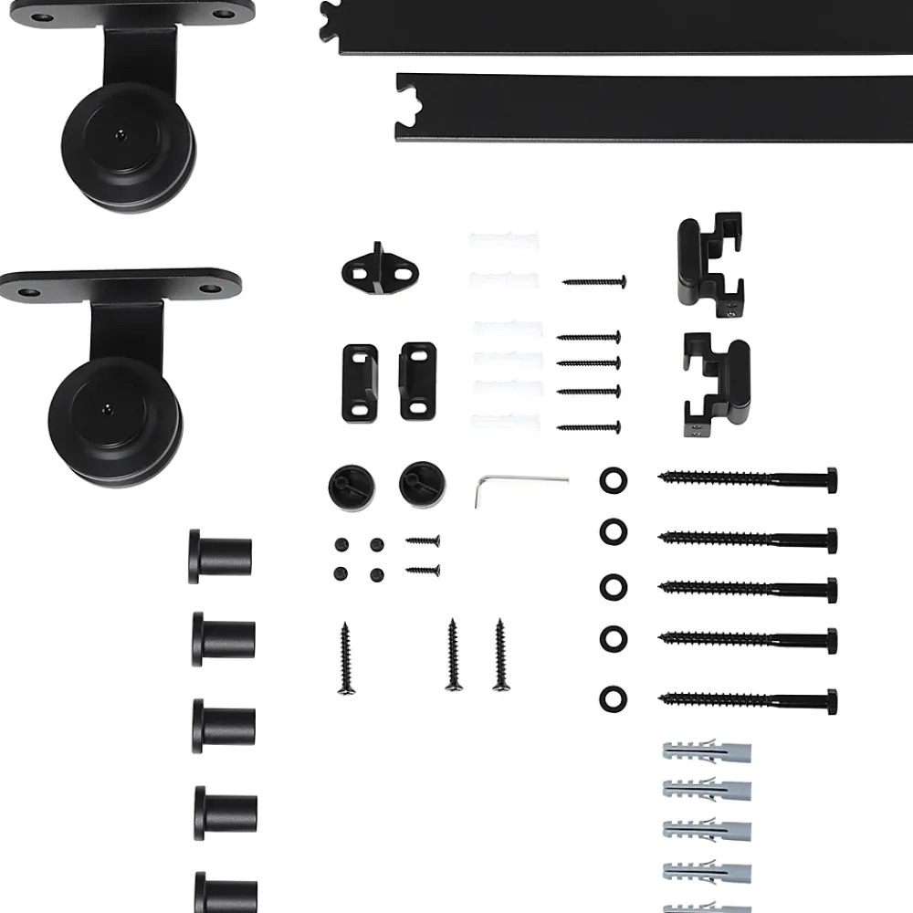 Homcom Rail porte coulissante 2 m avec quincaillerie - kit de rail pour porte coulissante 100Kg - acier au carbone noir- Porte Coulissante
