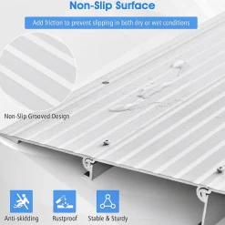 Giantex Rampe de seuil de Porte Charge 317KG Hauteur réglable Cadre en Aluminium Robuste Surface Antidérapante- Barre De Seuil|Barre De Seuil