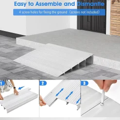 Giantex Rampe de seuil de Porte Charge 317KG Hauteur réglable Cadre en Aluminium Robuste Surface Antidérapante- Barre De Seuil|Barre De Seuil