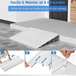 Giantex Rampe de seuil de Porte Charge 317KG Hauteur réglable Cadre en Aluminium Robuste Surface Antidérapante- Barre De Seuil|Barre De Seuil