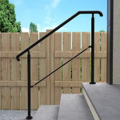AICA Sanitaire Accessoire D'Escalier<Rampe d'escalier L.136cm - acier inox 201 - 3 à 4 Marches - Noir Garde Corps - Angle Reglable de 0-60 - Exterieur et Interieur