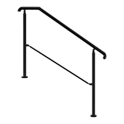 AICA Sanitaire Accessoire D'Escalier<Rampe d'escalier L.136cm - acier inox 201 - 3 à 4 Marches - Noir Garde Corps - Angle Reglable de 0-60 - Exterieur et Interieur