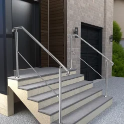 AICA Sanitaire Accessoire D'Escalier<Rampe d'escalier L.162cm - acier inox 201 - 4 à 5 Marches - Argent Garde Corps - Angle Reglable de 0-60 - Exterieur et Interieur