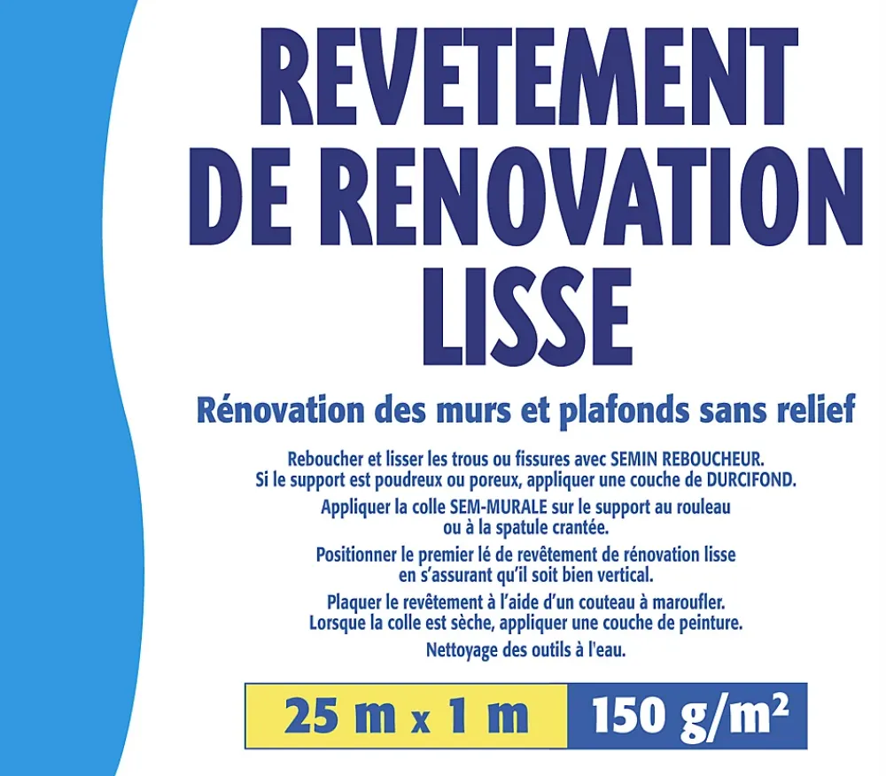 Semin Fibre De Verre<Revêtement de Rénovation Lisse à Peindre - Rouleau de 25 x 1 m