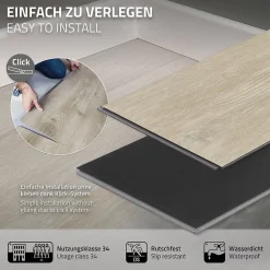 Ml-Design Revêtement de sol à clic en PVC 6,16m²/28 planches 122x18cm marron aspect chêne afterglow- Dalle Et Lame Pvc