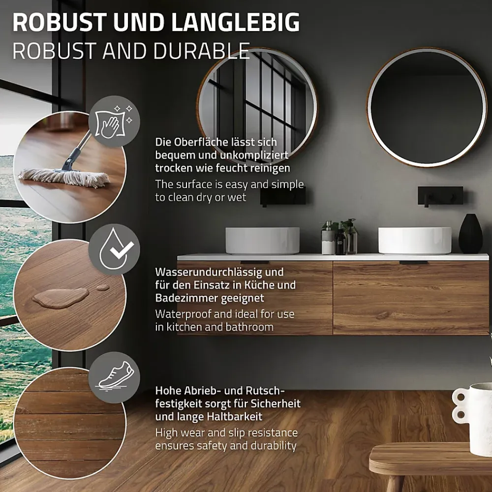 Ml-Design Dalle Et Lame Pvc<Revêtement de sol à clic en PVC 7,7m²/35 planches 122x18cm marron aspect chêne bois