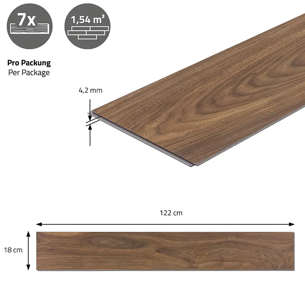 Ml-Design Dalle Et Lame Pvc<Revêtement de sol à clic en PVC 7,7m²/35 planches 122x18cm marron aspect chêne bois