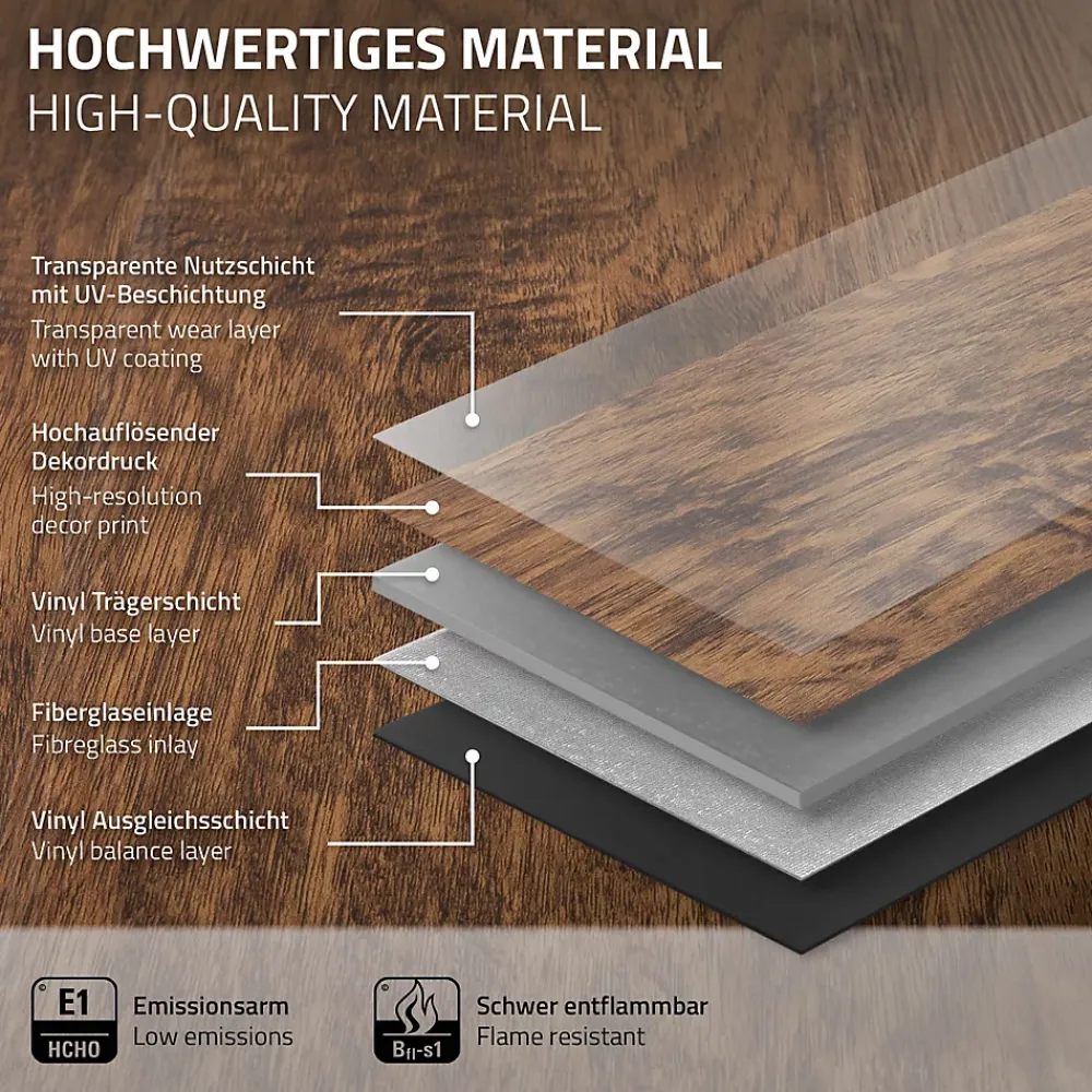 Ml-Design Dalle Et Lame Pvc<Revêtement de sol à clic en PVC 7,7 m² / 35 planches 122 x 18 cm marron aspect acacia