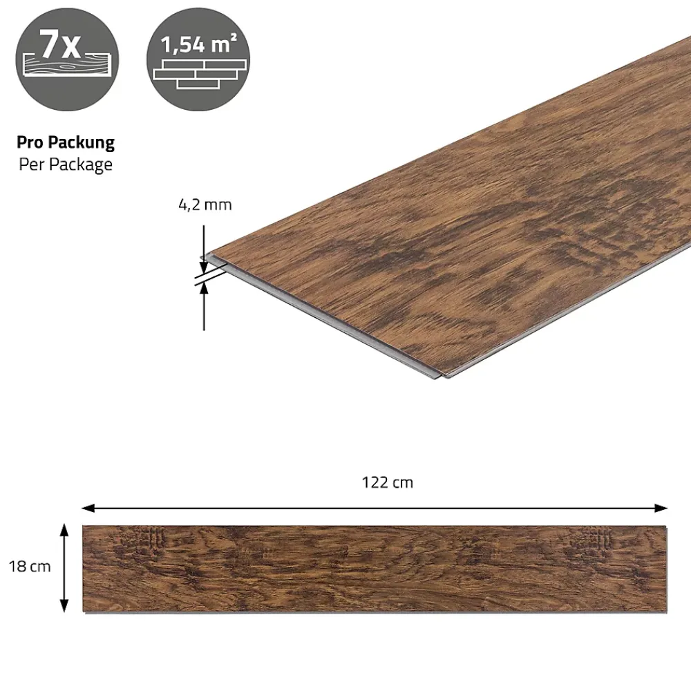 Ml-Design Dalle Et Lame Pvc<Revêtement de sol à clic en PVC 7,7 m² / 35 planches 122 x 18 cm marron aspect acacia