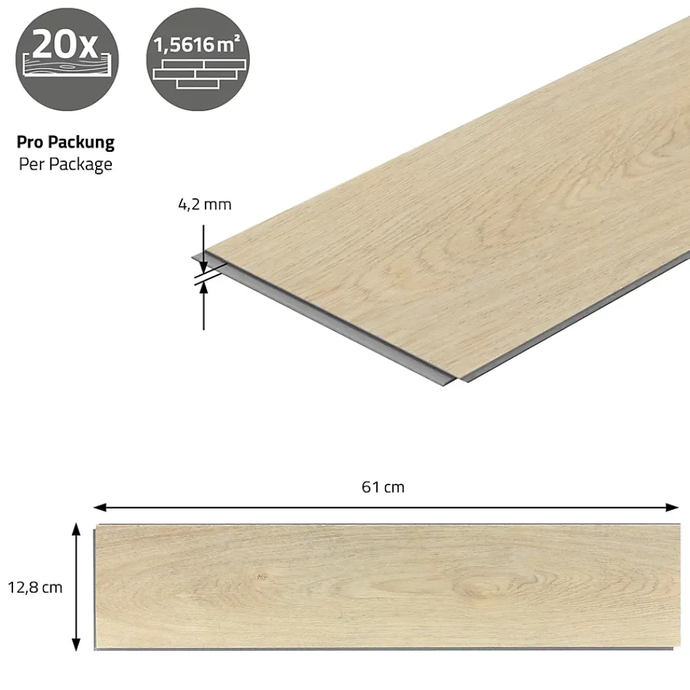 Ml-Design Revêtement de sol à clic en PVC 3,12m²/40 planches marron aspect chêne à chevrons naturel- Dalle Et Lame Pvc