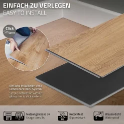 Ml-Design Dalle Et Lame Pvc<Revêtement de sol à clic en PVC 6,16m²/28 planches 122x18cm marron clair aspect chêne