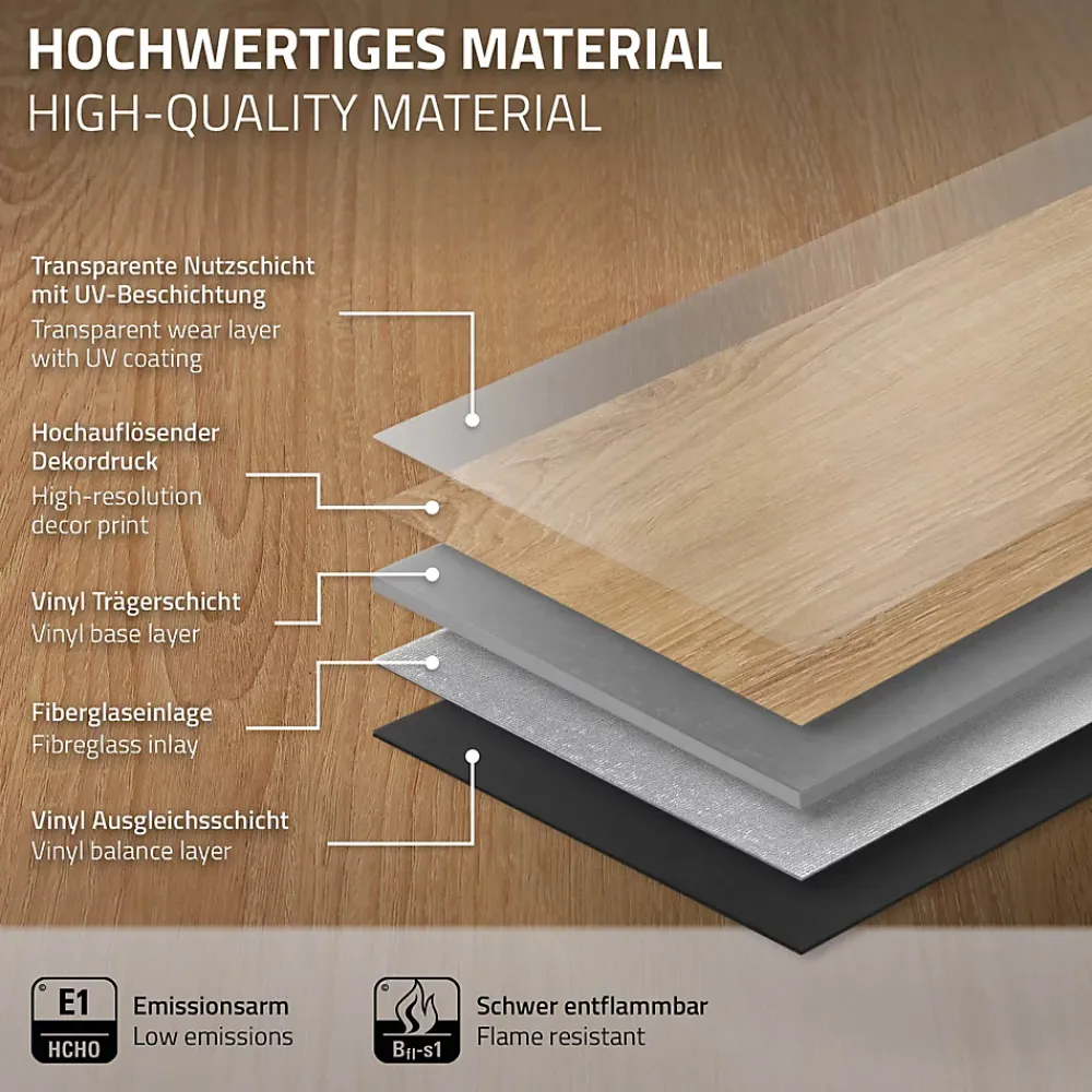 Ml-Design Dalle Et Lame Pvc<Revêtement de sol à clic en PVC 6,16m²/28 planches 122x18cm marron clair aspect chêne
